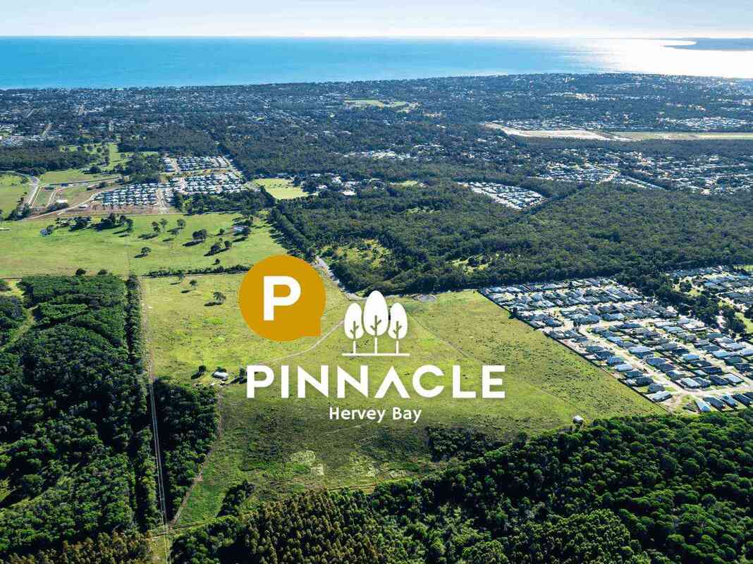 Picture of aerial view of Pinnacle estate and spectacular views of Fraser Island and ocean.