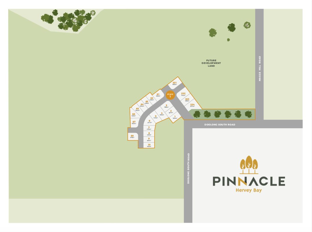 Picture of a plan of the first stage of the new land release at Pinnacle Hervey Bay